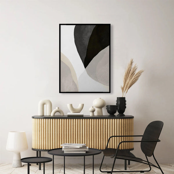 Black Cream Abstract Textured Partial Oil Painting