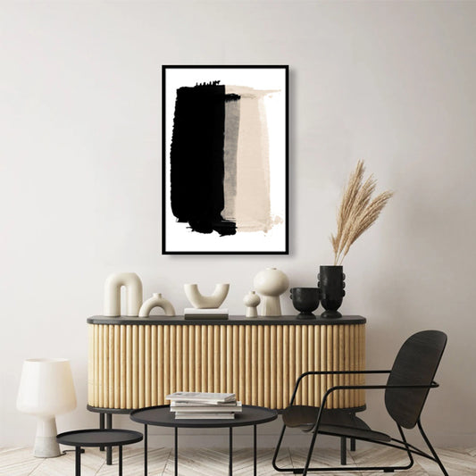 Black Cream Abstract Textured Partial Oil Painting