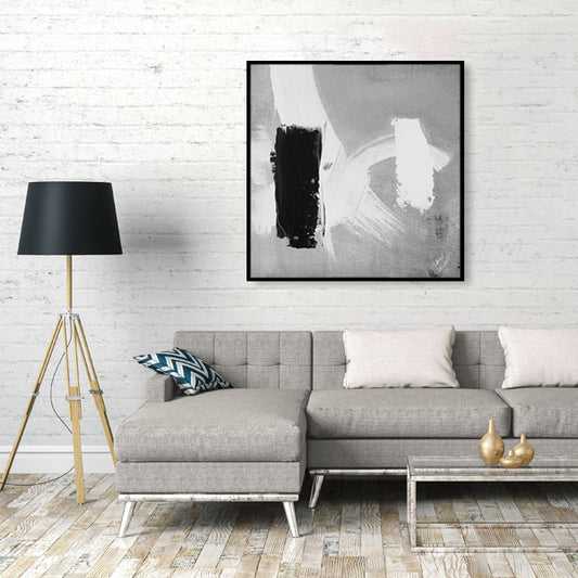 Black Grey Abstract Textured Partial Oil Painting