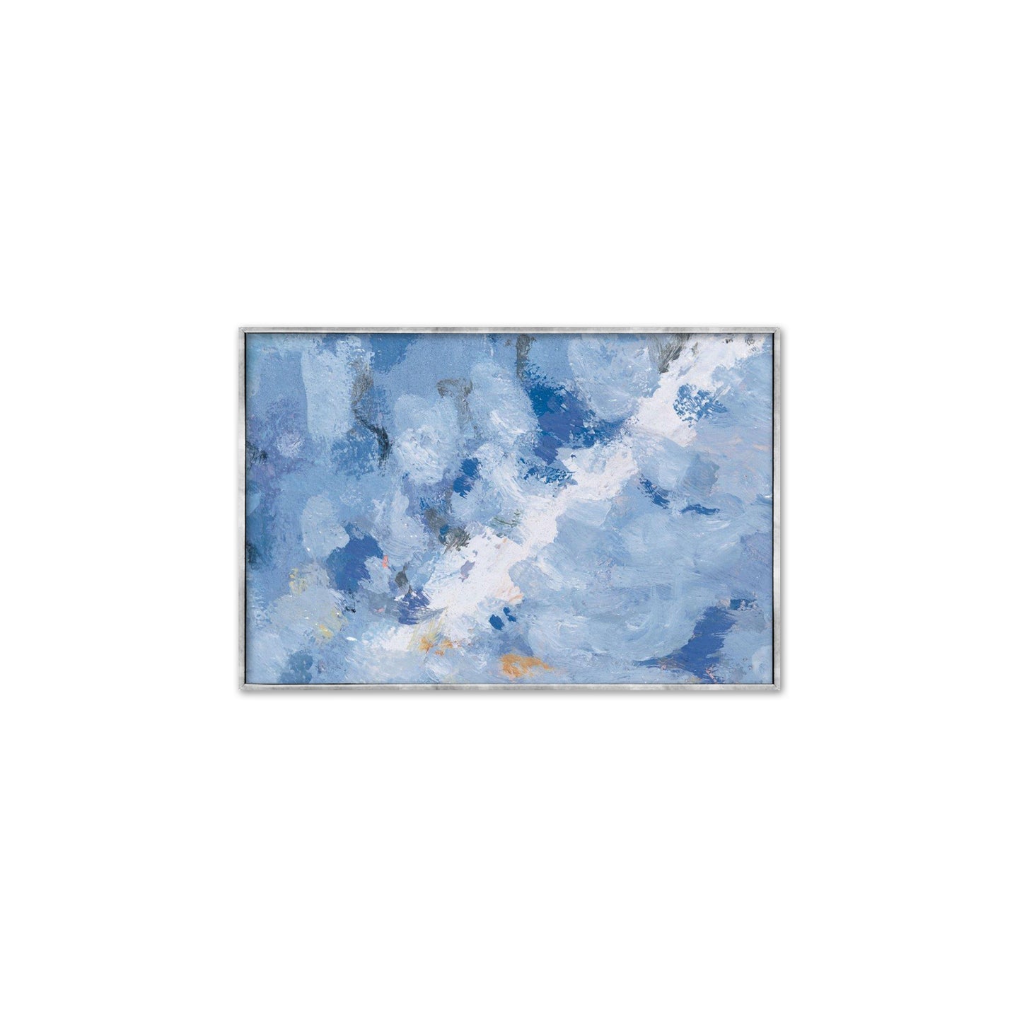 Blue White Abstract Textured Partial Oil Painting