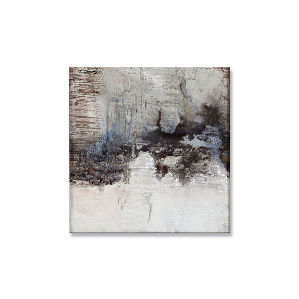 White Brown Abstract Textured Partial Oil Painting