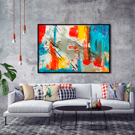 Colourful Abstract Textured Partial Oil Painting