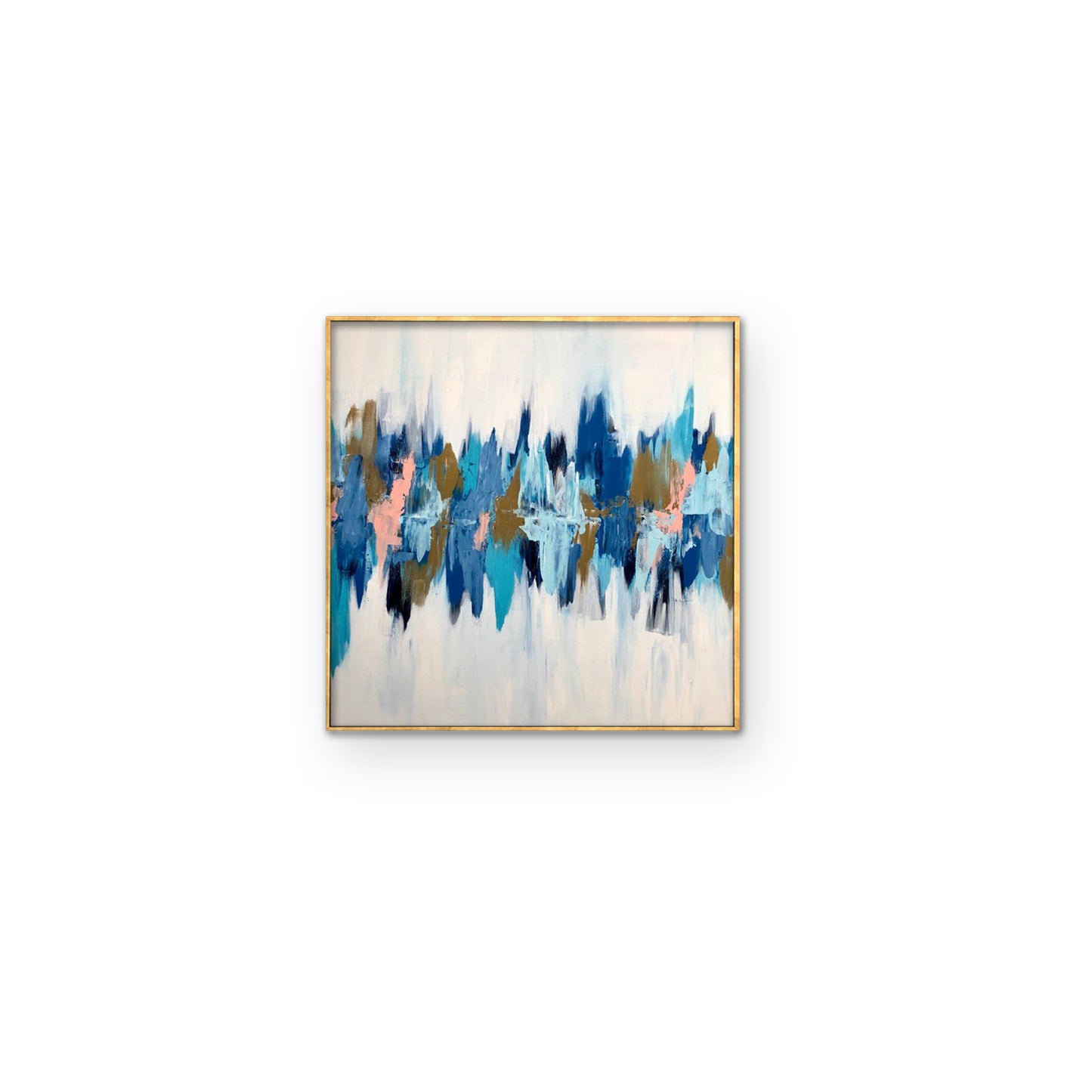 White Blue Abstract Textured Partial Oil Painting