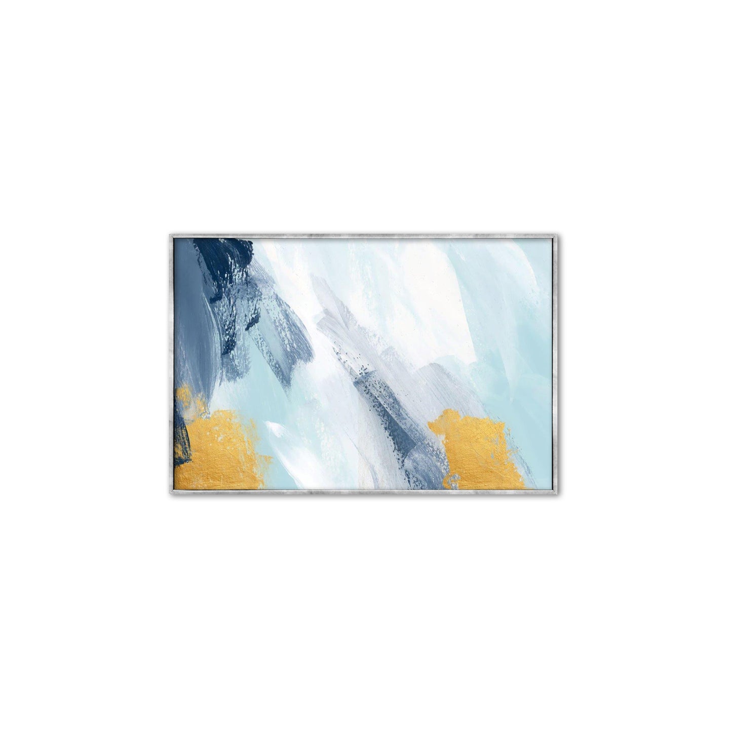 Blue Yellow Abstract Textured Partial Oil Painting