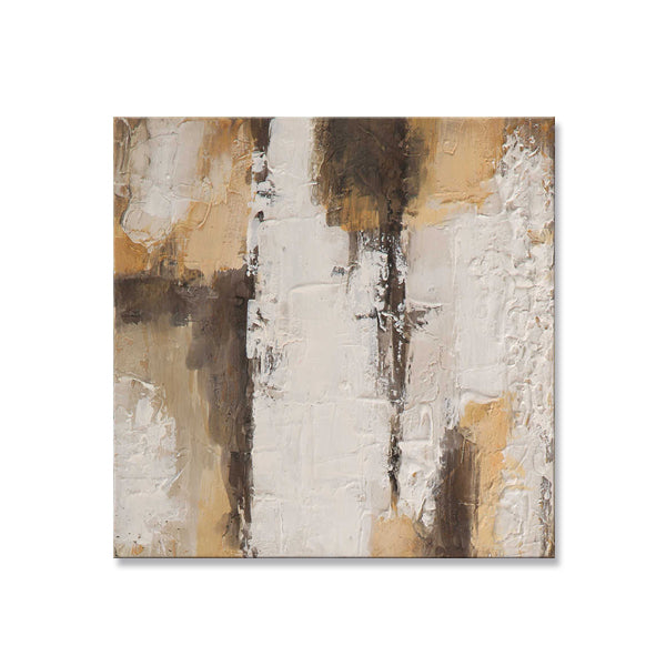 Beige Brown Abstract Textured Partial Oil Painting