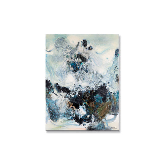 Black Blue Abstract Textured Partial Oil Painting