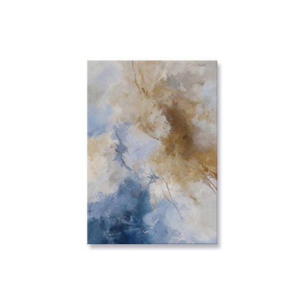 Blue Brown Abstract Textured Partial Oil Painting