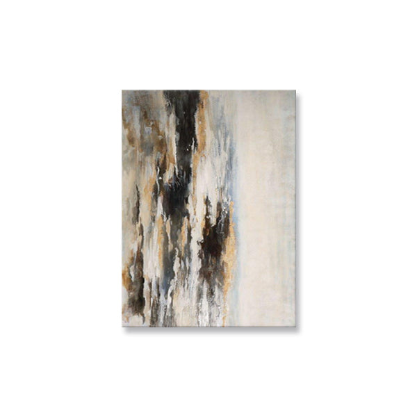 Beige Brown Abstract Textured Partial Oil Painting