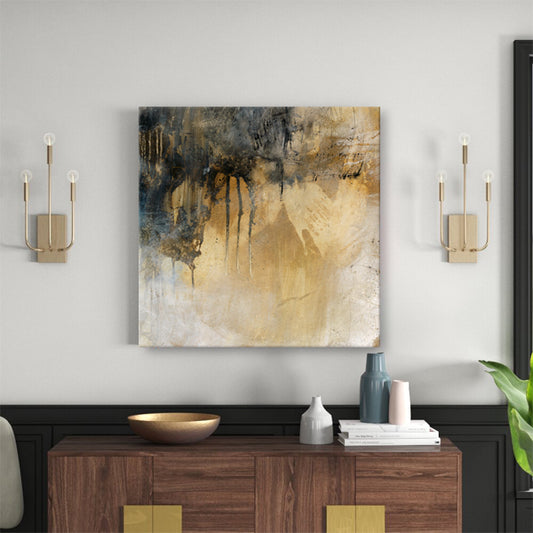 Yellow Black Abstract Textured Partial Oil Painting