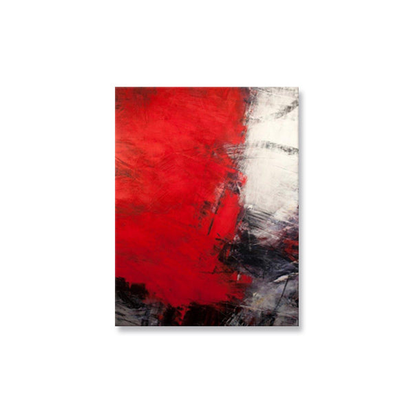 Red Black Abstract Textured Partial Oil Painting