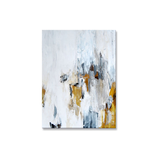 White Yellow Abstract Textured Partial Oil Painting