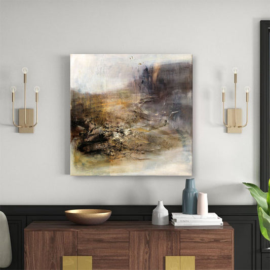 Black Beige Abstract Textured Partial Oil Painting