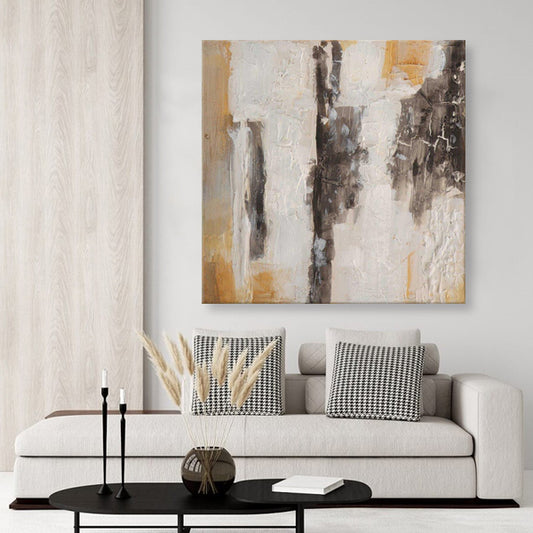 Beige Brown Abstract Textured Partial Oil Painting