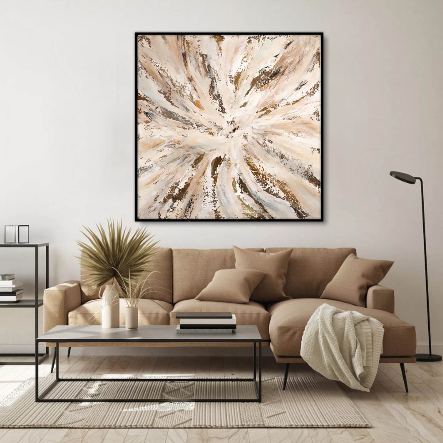 Brown Cream Abstract Textured Partial Oil Painting