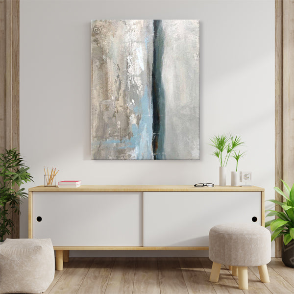 Beige Grey Abstract Textured Partial Oil Painting