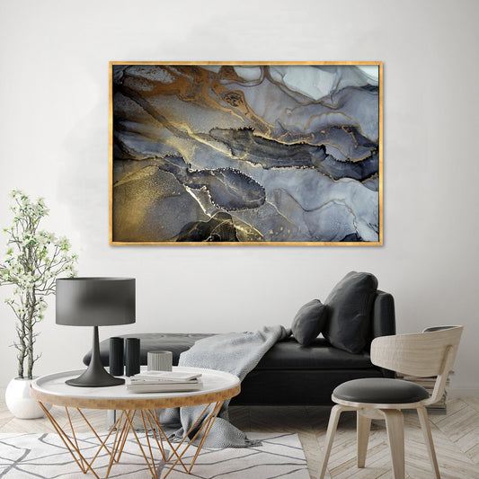 Grey gold Abstract Textured Partial Oil Painting