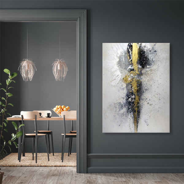 Gold Black Abstract Textured Partial Oil Painting