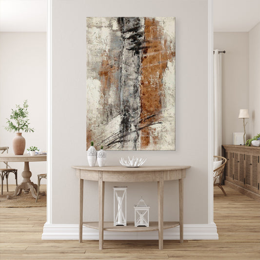 Brown Cream Abstract Textured Partial Oil Painting