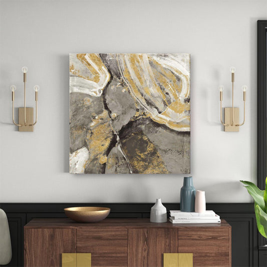 Yellow Brown Abstract Textured Partial Oil Painting