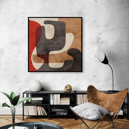 Brown Red Abstract Textured Partial Oil Painting