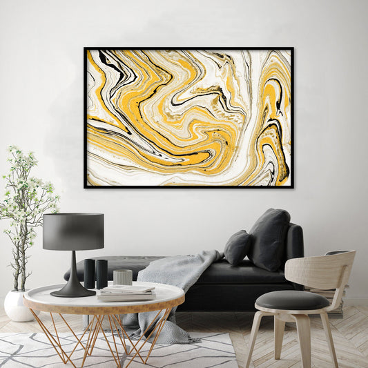 Yellow White Abstract Textured Partial Oil Painting