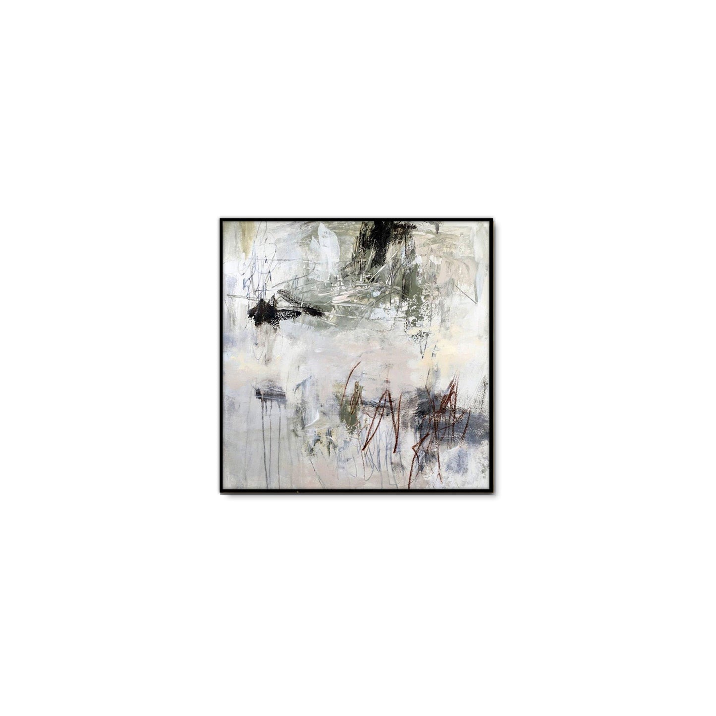 White Black Abstract Textured Partial Oil Painting