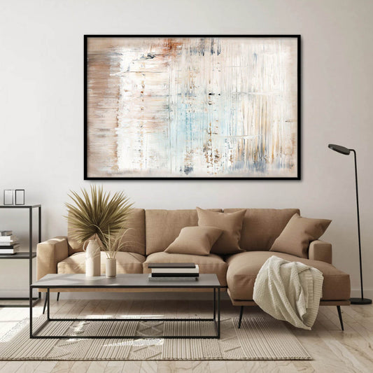 Brown White Abstract Textured Partial Oil Painting