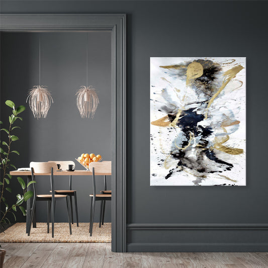 Black Gold Abstract Textured Partial Oil Painting