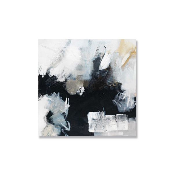 Black White Abstract Textured Partial Oil Painting