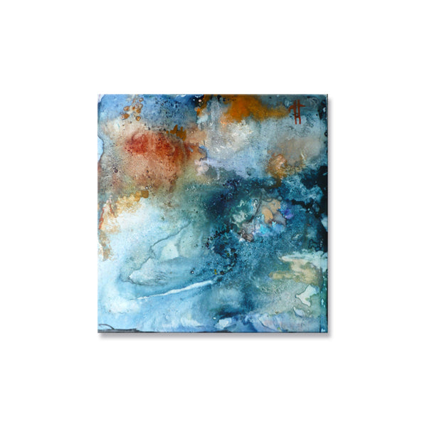 Blue Red Abstract Textured Partial Oil Painting