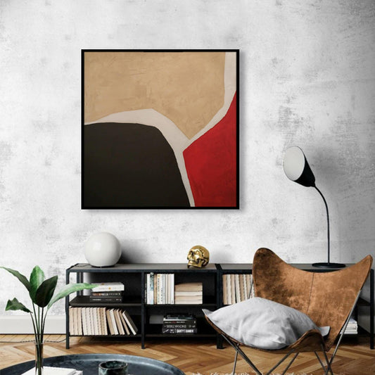 Brown Red Abstract Textured Partial Oil Painting