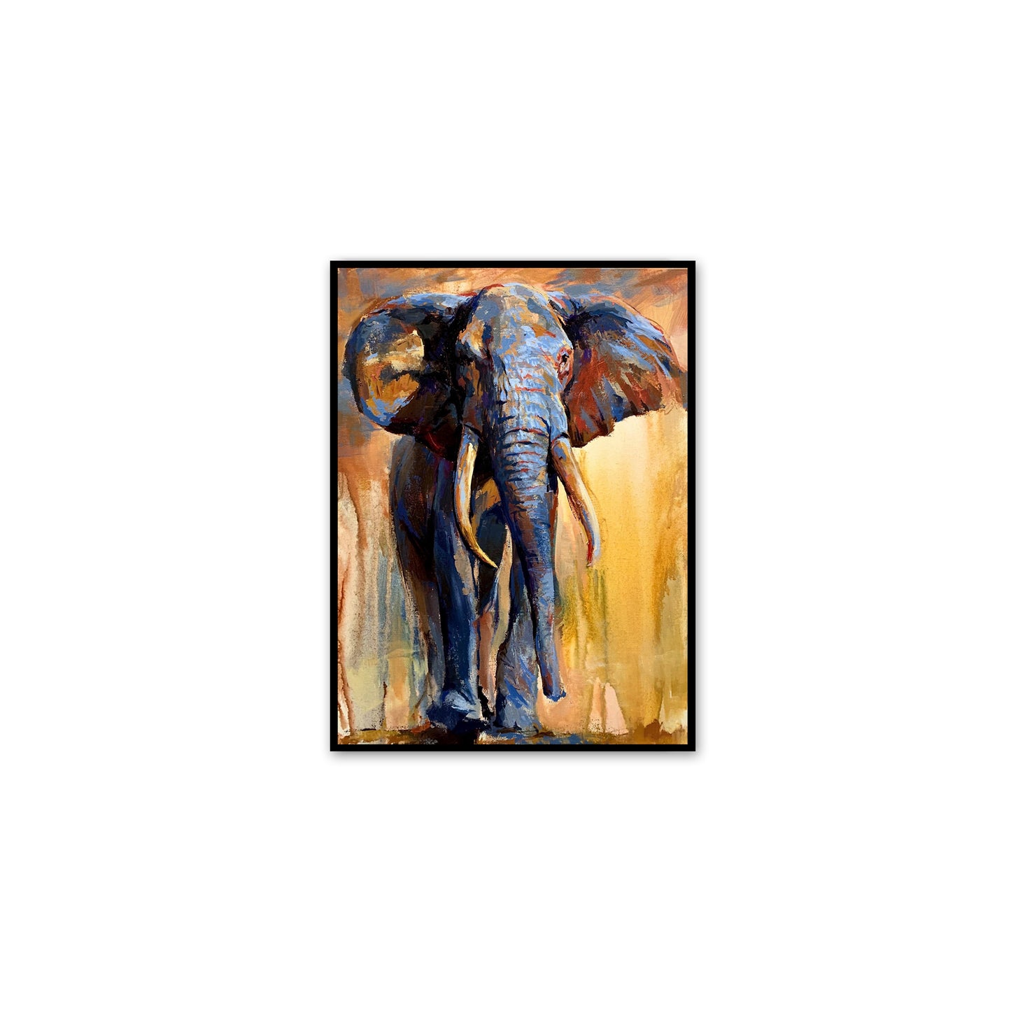 Elephant at Dusk Textured Partial Oil Painting