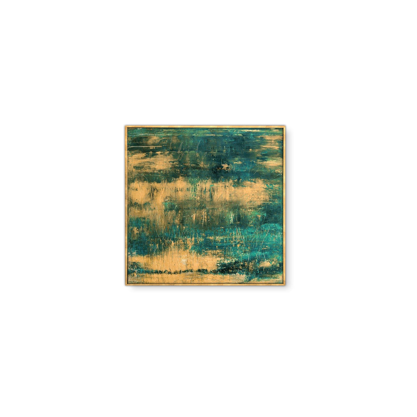 Green Gold Abstract Textured Partial Oil Painting