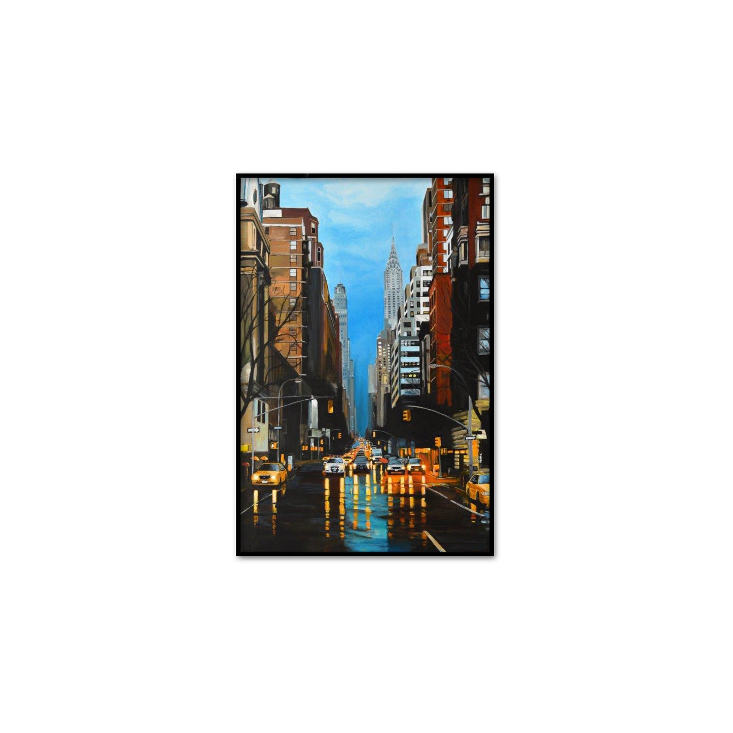 Manhattan Cityscape Textured Partial Oil Painting