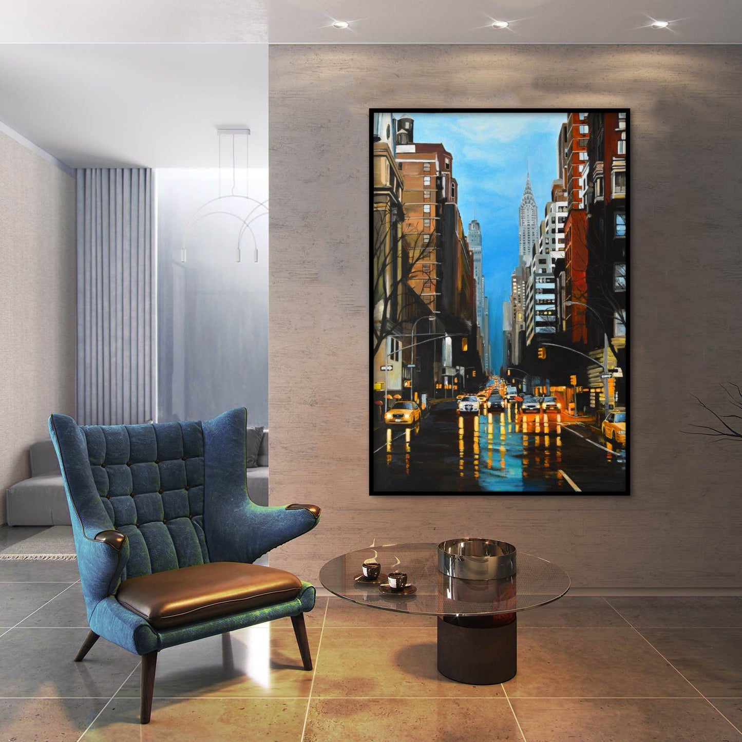 Manhattan Cityscape Textured Partial Oil Painting