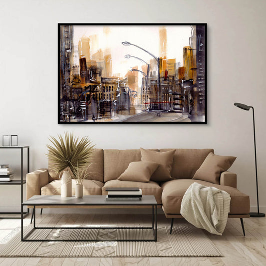 Cityscape Textured Partial Oil Painting