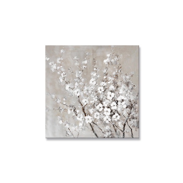 White Flower Textured Partial Oil Painting