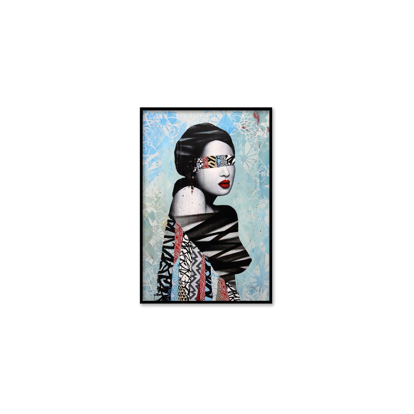 Blindfolded Woman Textured Partial Oil Painting 3