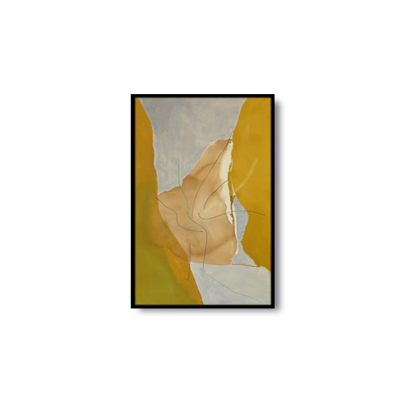 Yellow Grey Abstract Textured Partial Oil Painting